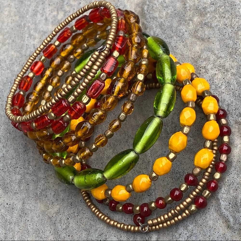 Multi Layer Bead Wrap Bracelet Boho Hippy Chic Gy… - image 1